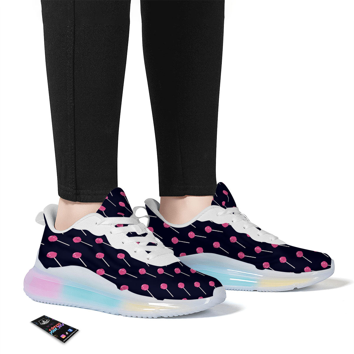 Sweet Pink Lollipop Print Pattern Running Sneakers-grizzshop