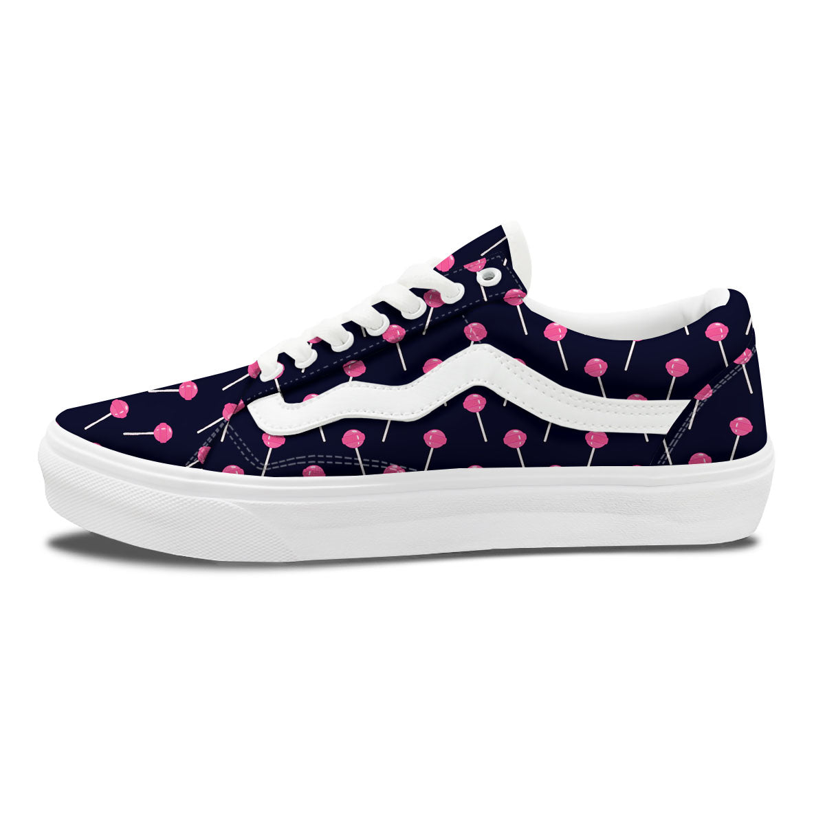 Sweet Pink Lollipop Print Pattern Skate Shoes-grizzshop