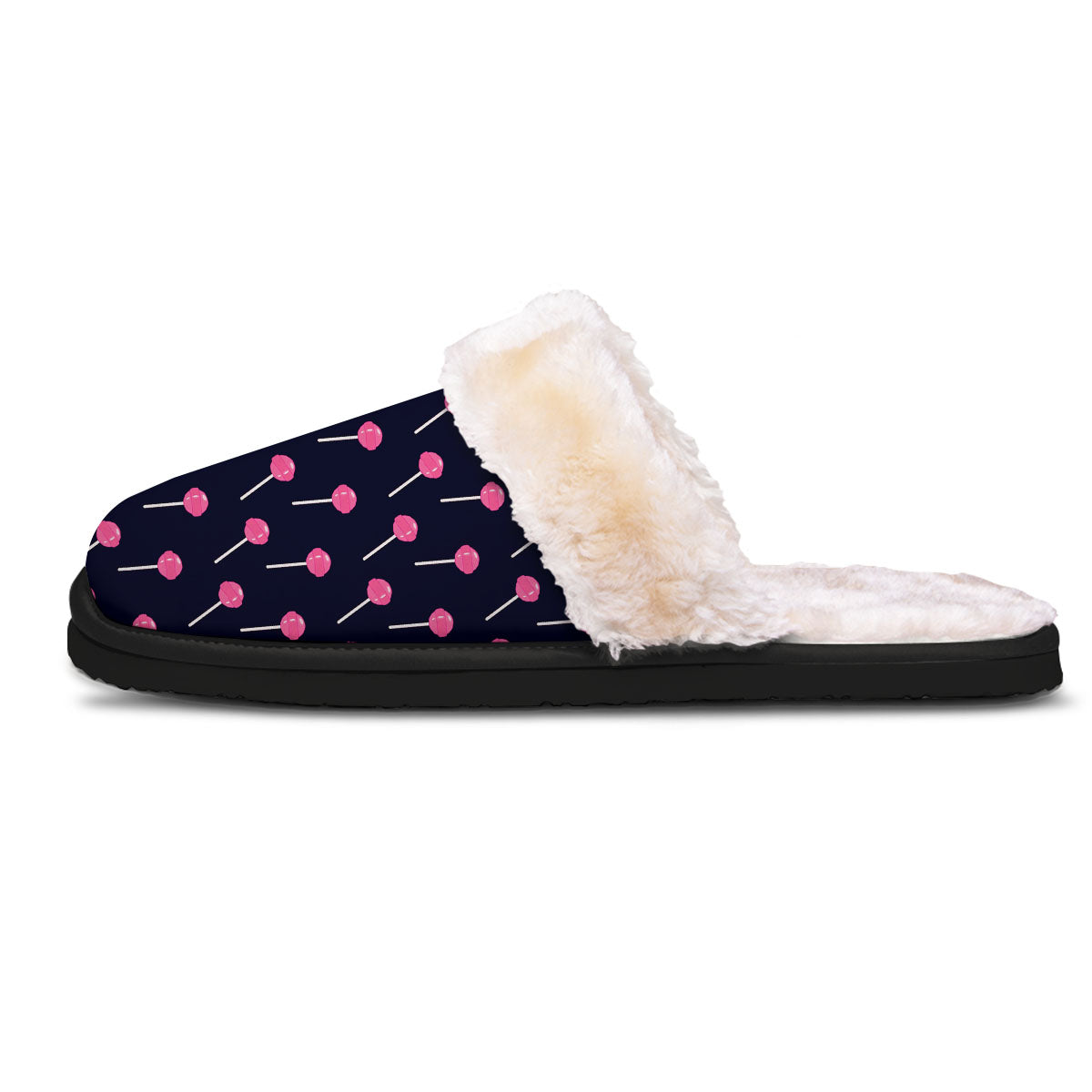 Sweet Pink Lollipop Print Pattern Slippers-grizzshop