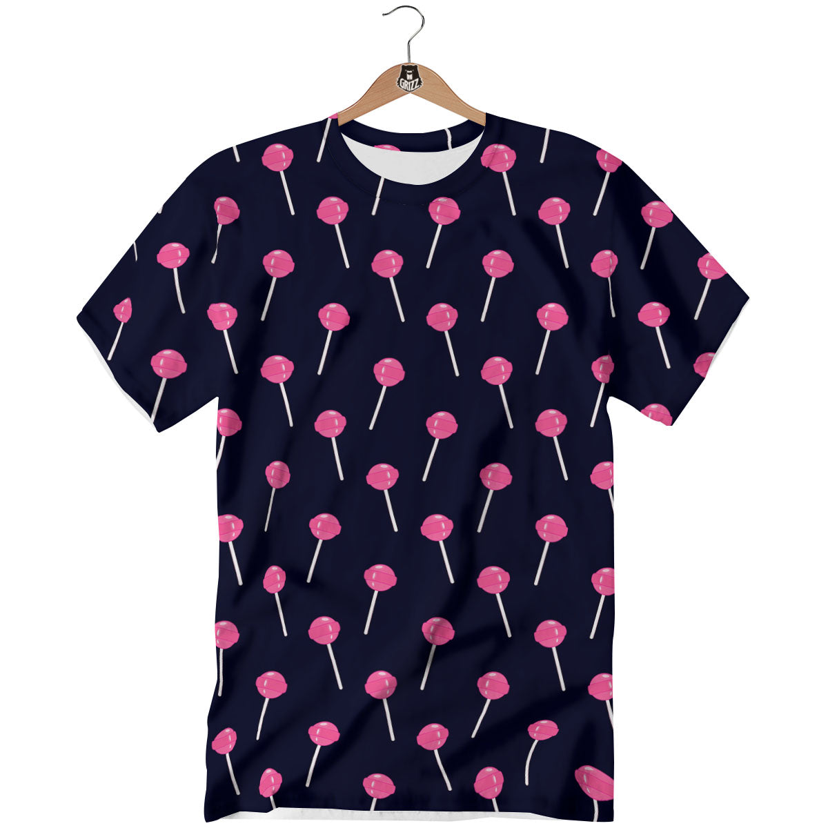 Sweet Pink Lollipop Print Pattern T-Shirt-grizzshop