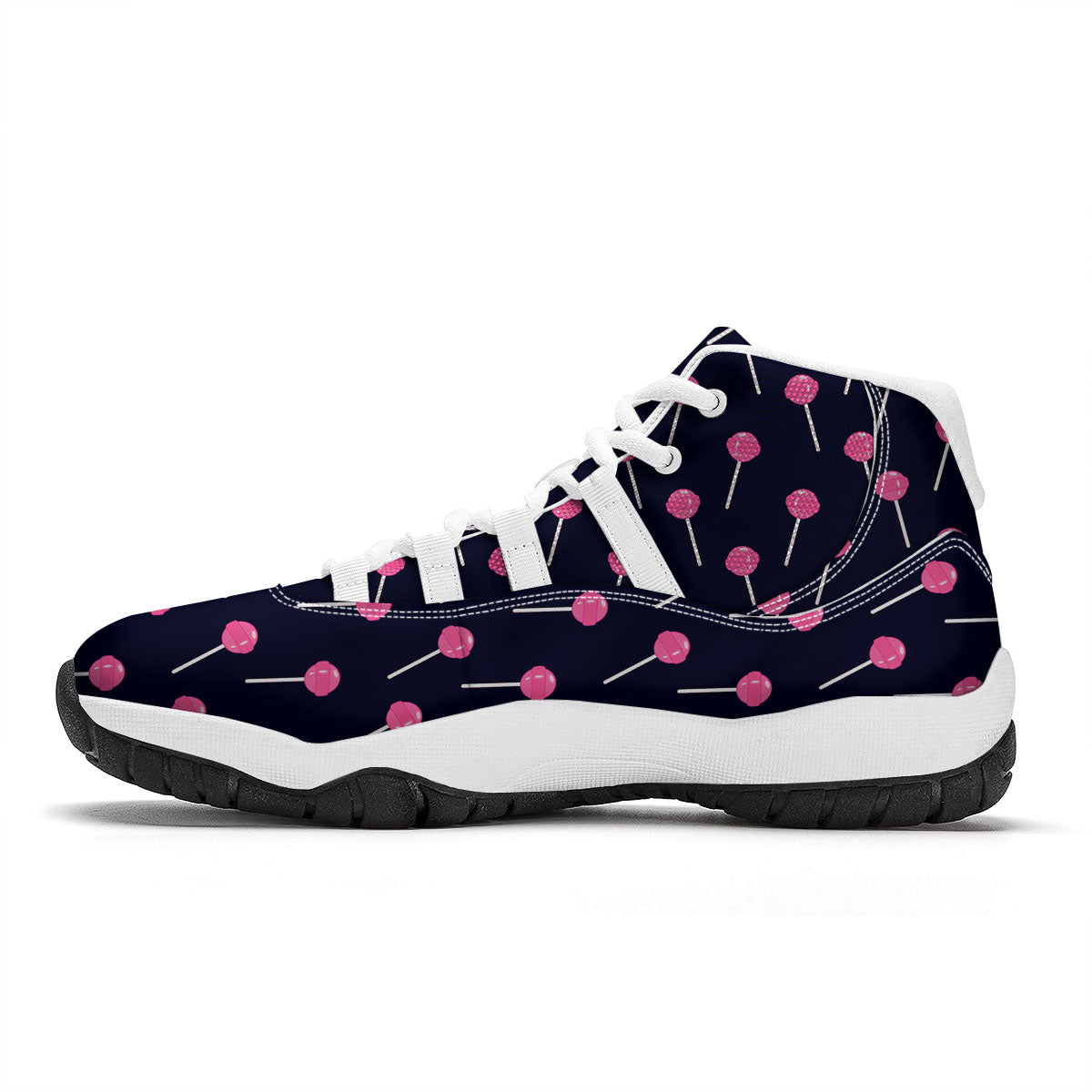 Sweet Pink Lollipop Print Pattern White Bball Shoes-grizzshop