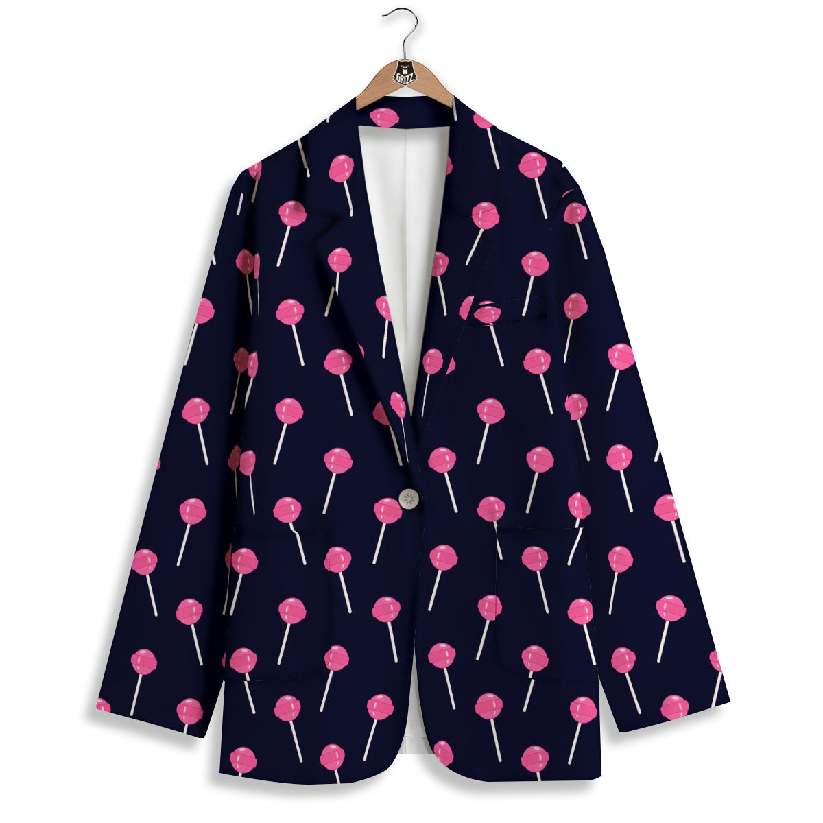 Sweet Pink Lollipop Print Pattern Women's Blazer-grizzshop