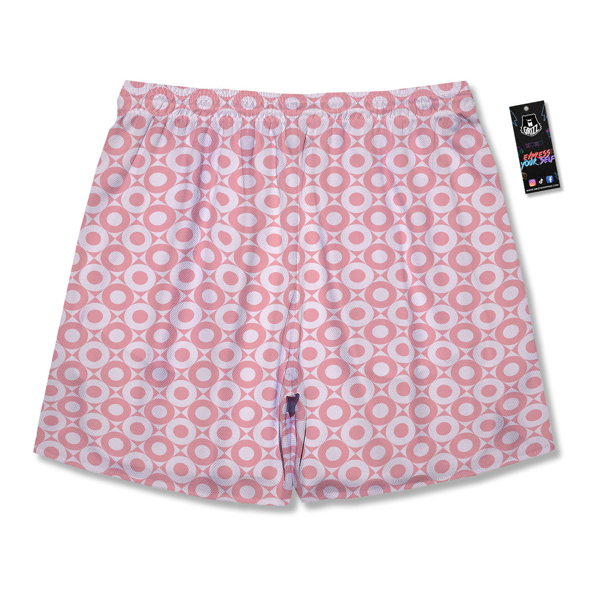Sweet Pink Round And Square Print Pattern Men's Running Shorts-grizzshop