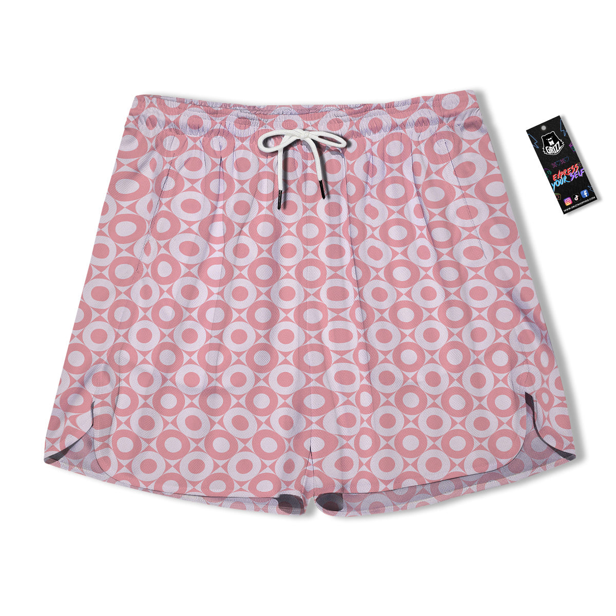 Sweet Pink Round And Square Print Pattern Men's Running Shorts-grizzshop