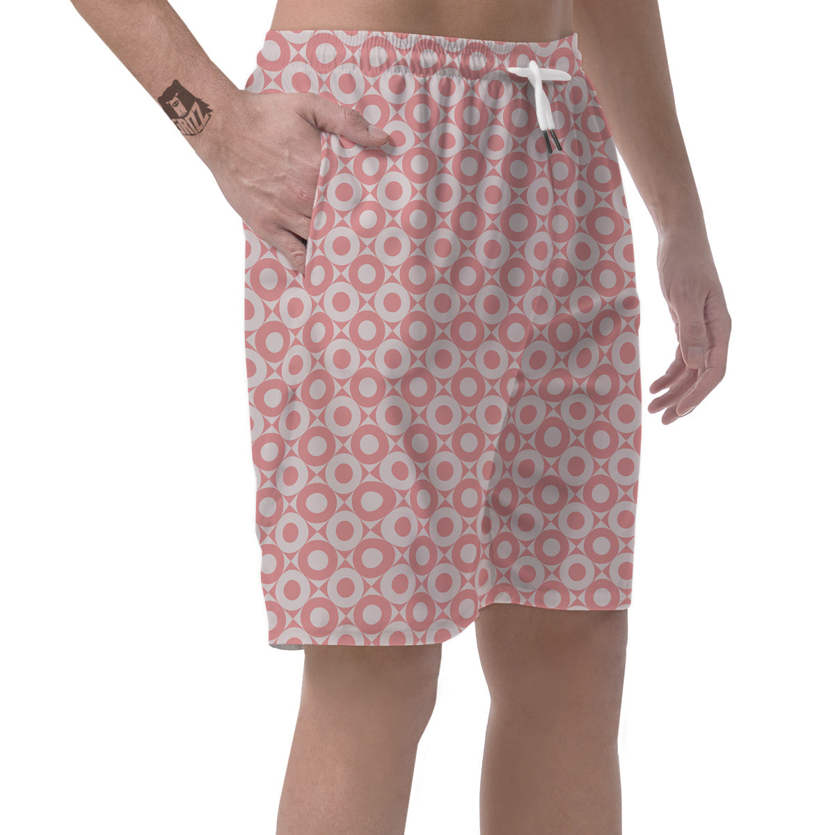 Sweet Pink Round And Square Print Pattern Men's Shorts-grizzshop