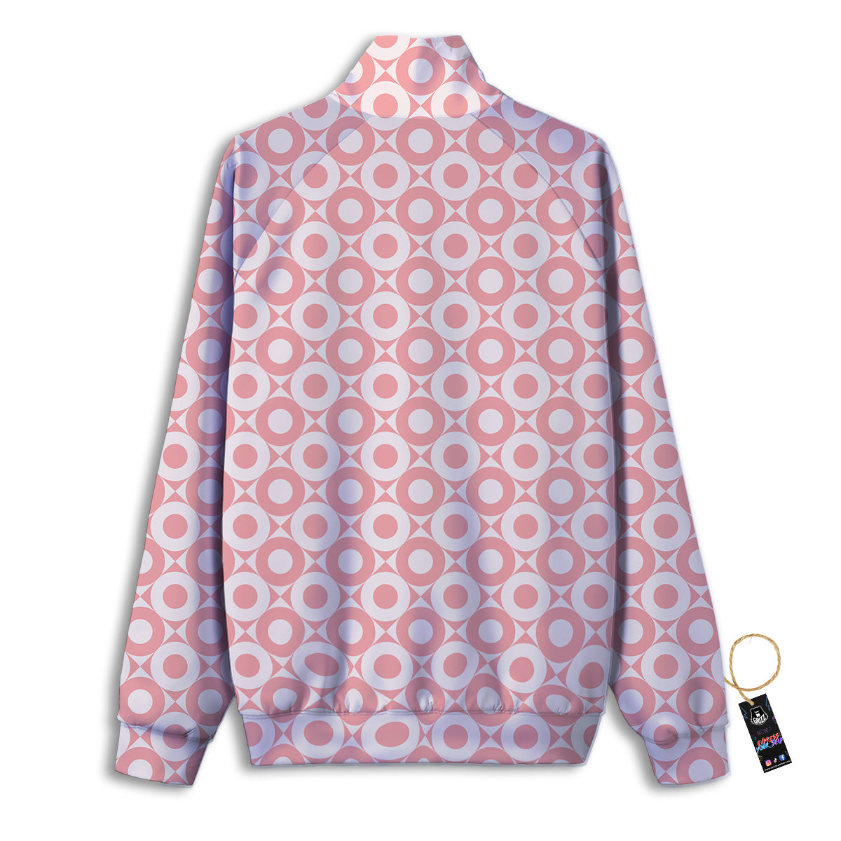 Sweet Pink Round And Square Print Pattern Track Jacket-grizzshop