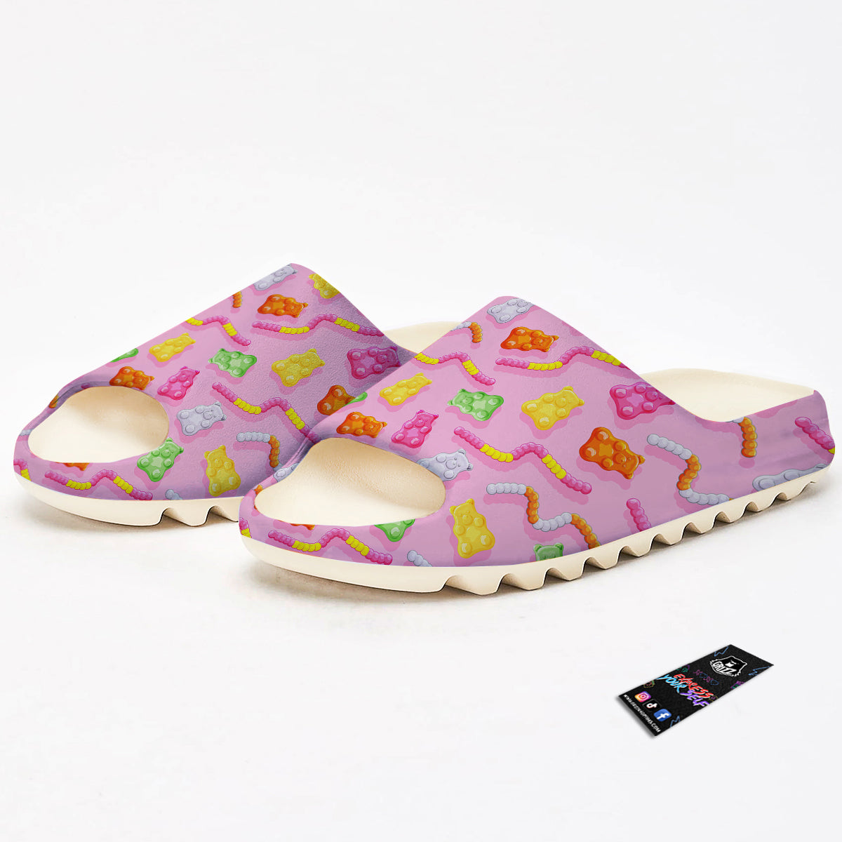 Sweet Gummy Bears And Worms Print Pattern Sandals-grizzshop