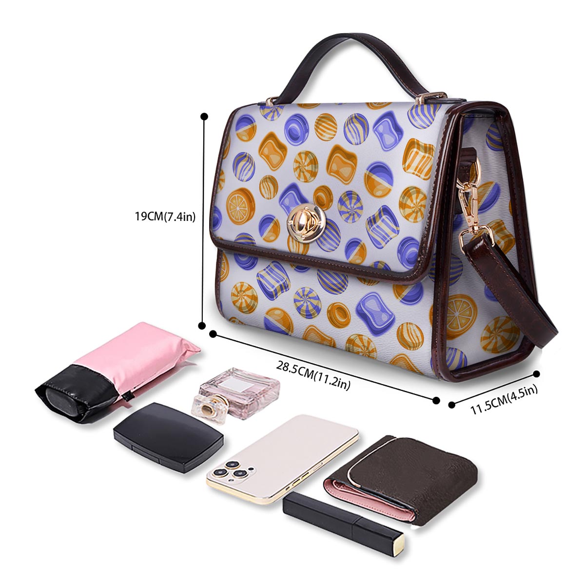 Sweet Gummy Print Pattern Women's Satchel Bag