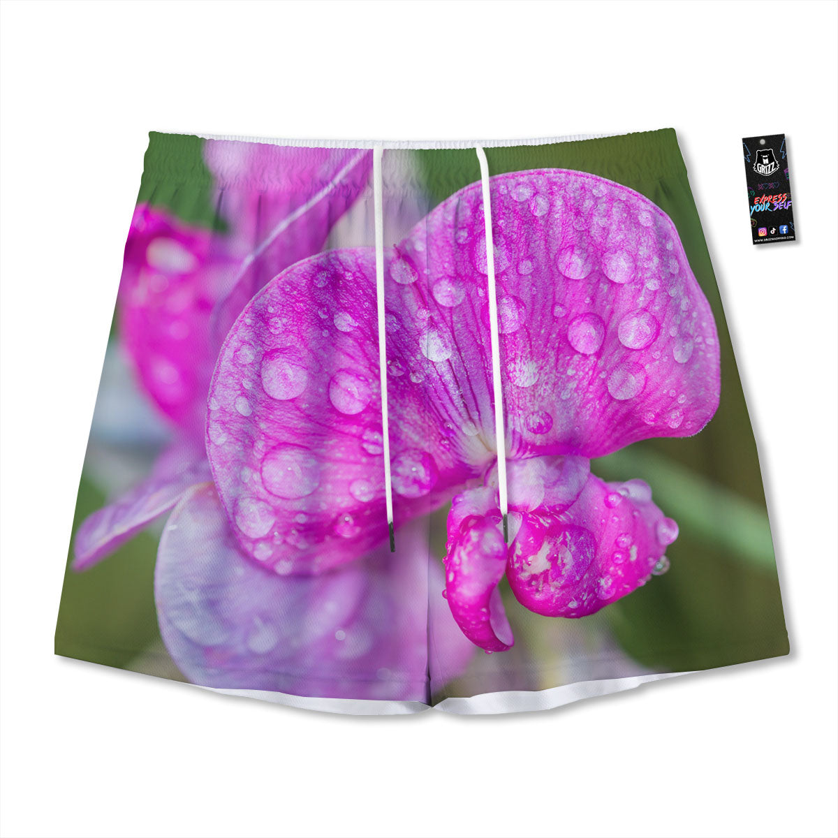 Sweet Pea Purple Print Mesh Shorts