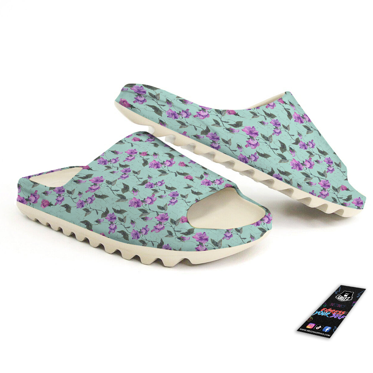 Sweet Pea Watercolor Print Pattern Sandals-grizzshop