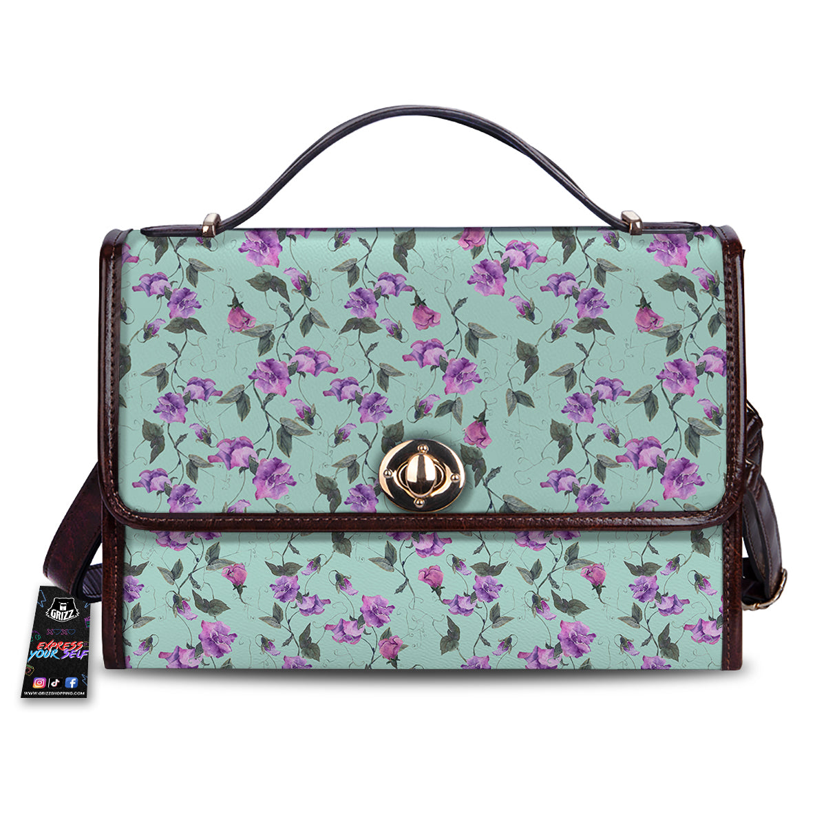 Sweet Pea Watercolor Print Pattern Women's Satchel Bag