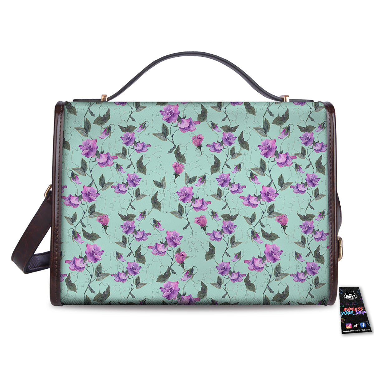 Sweet Pea Watercolor Print Pattern Women's Satchel Bag