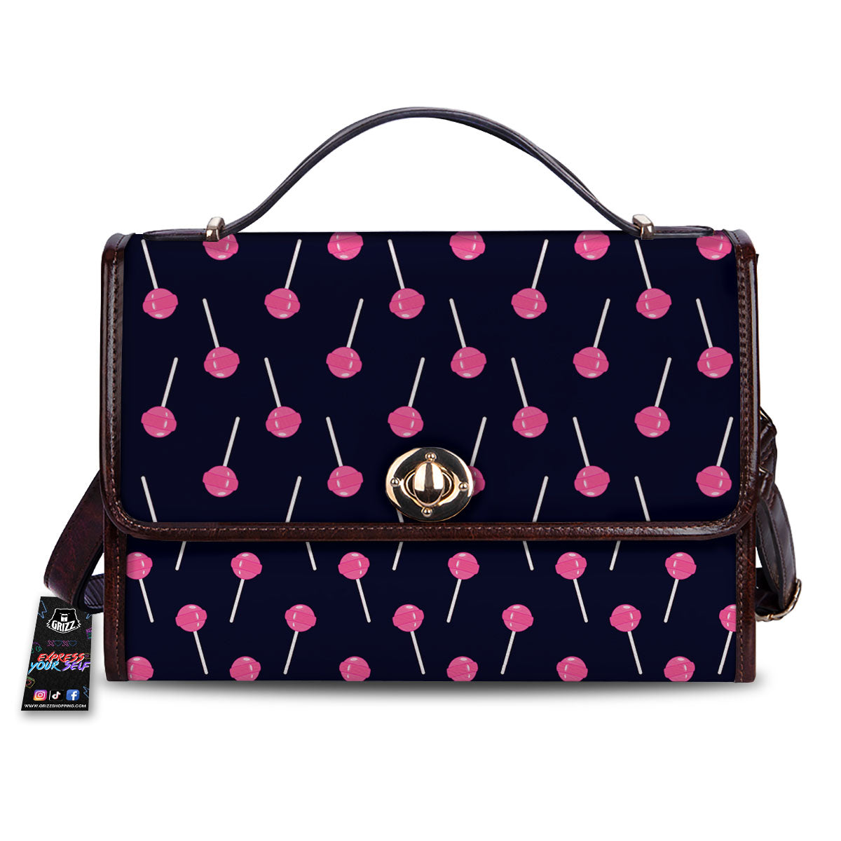 Sweet Pink Lollipop Print Pattern Women's Satchel Bag