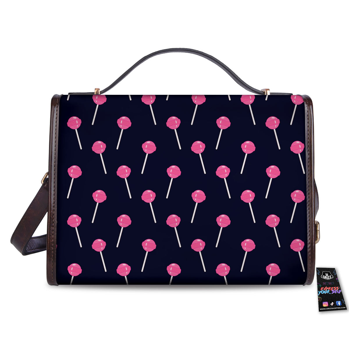 Sweet Pink Lollipop Print Pattern Women's Satchel Bag