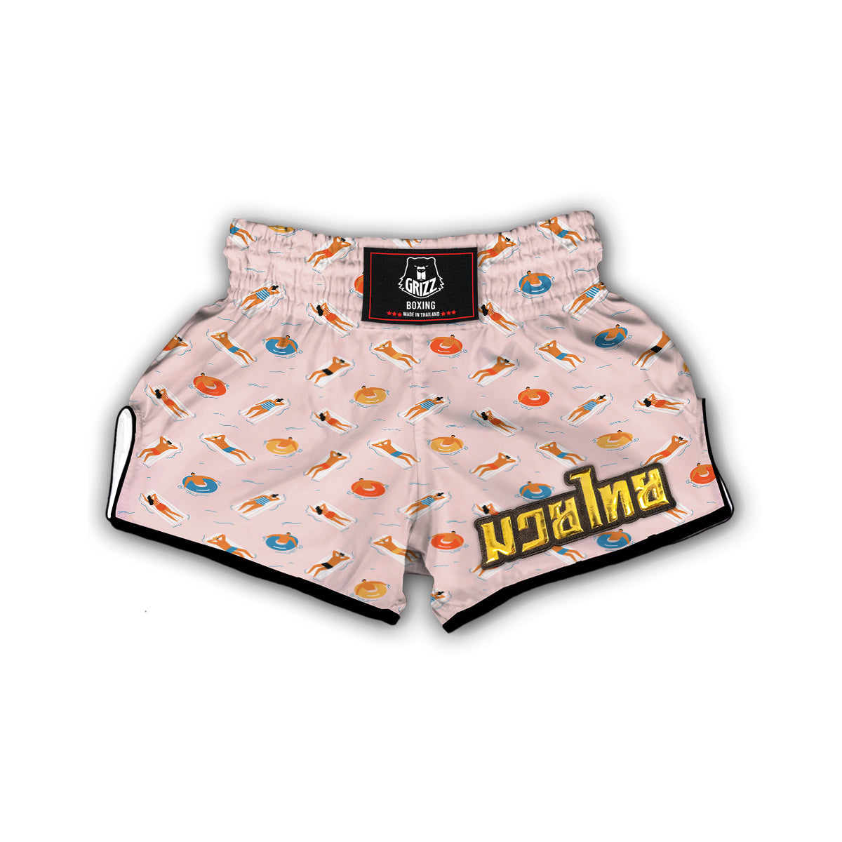 Swim In The Pink Print Pattern Muay Thai Boxing Shorts-grizzshop