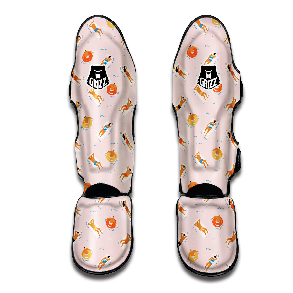 Swim In The Pink Print Pattern Muay Thai Shin Guards-grizzshop