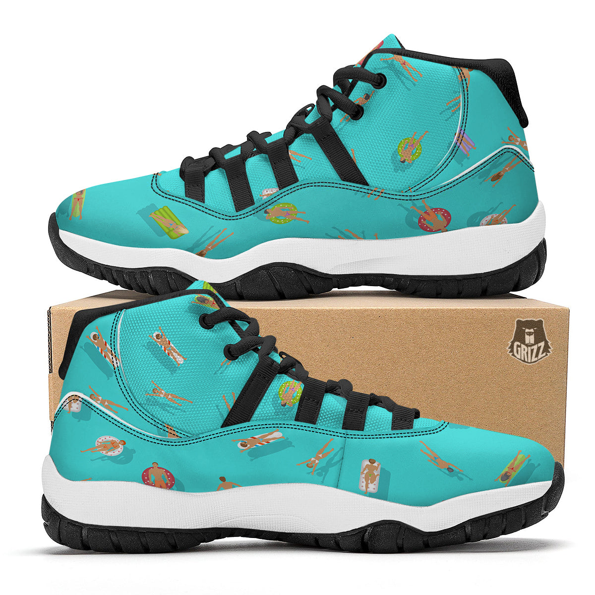 Swim In the Pool Print Pattern Black Bball Shoes-grizzshop