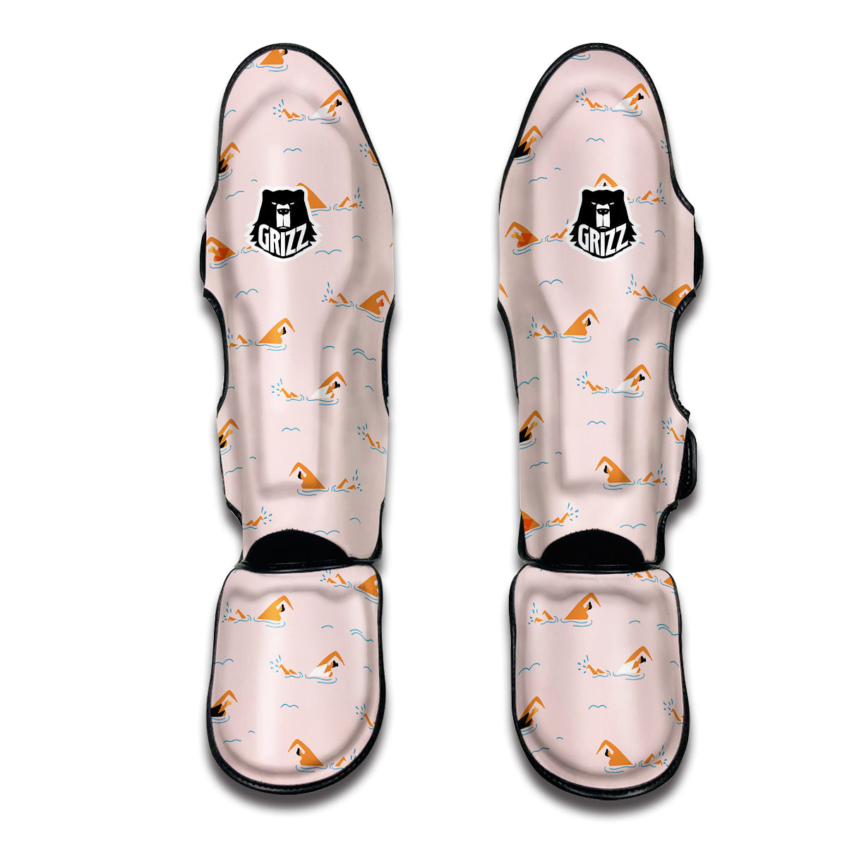 Swiming On Pink Sea Print Pattern Muay Thai Shin Guards-grizzshop