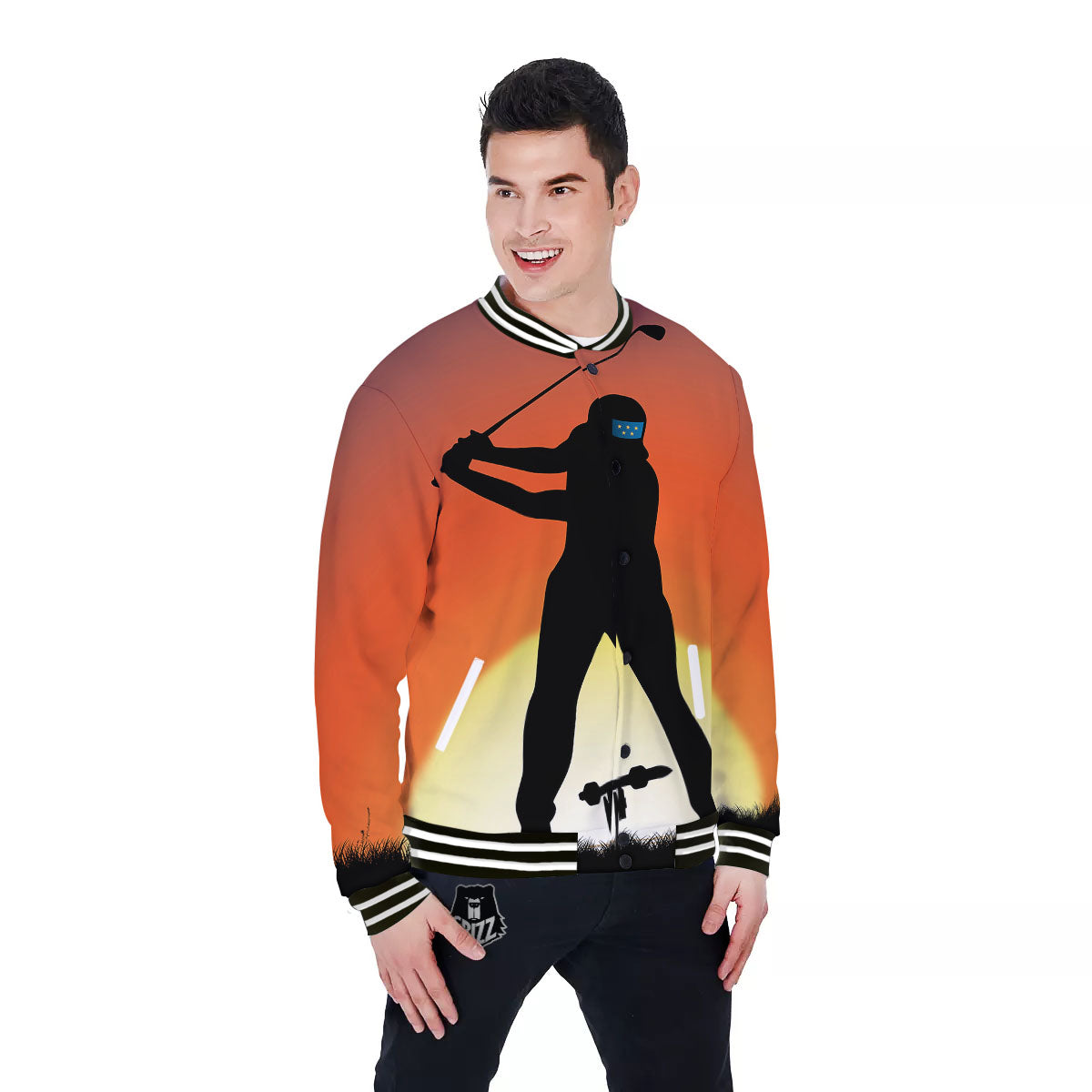 Swing Pro Golf Print Baseball Jacket-grizzshop
