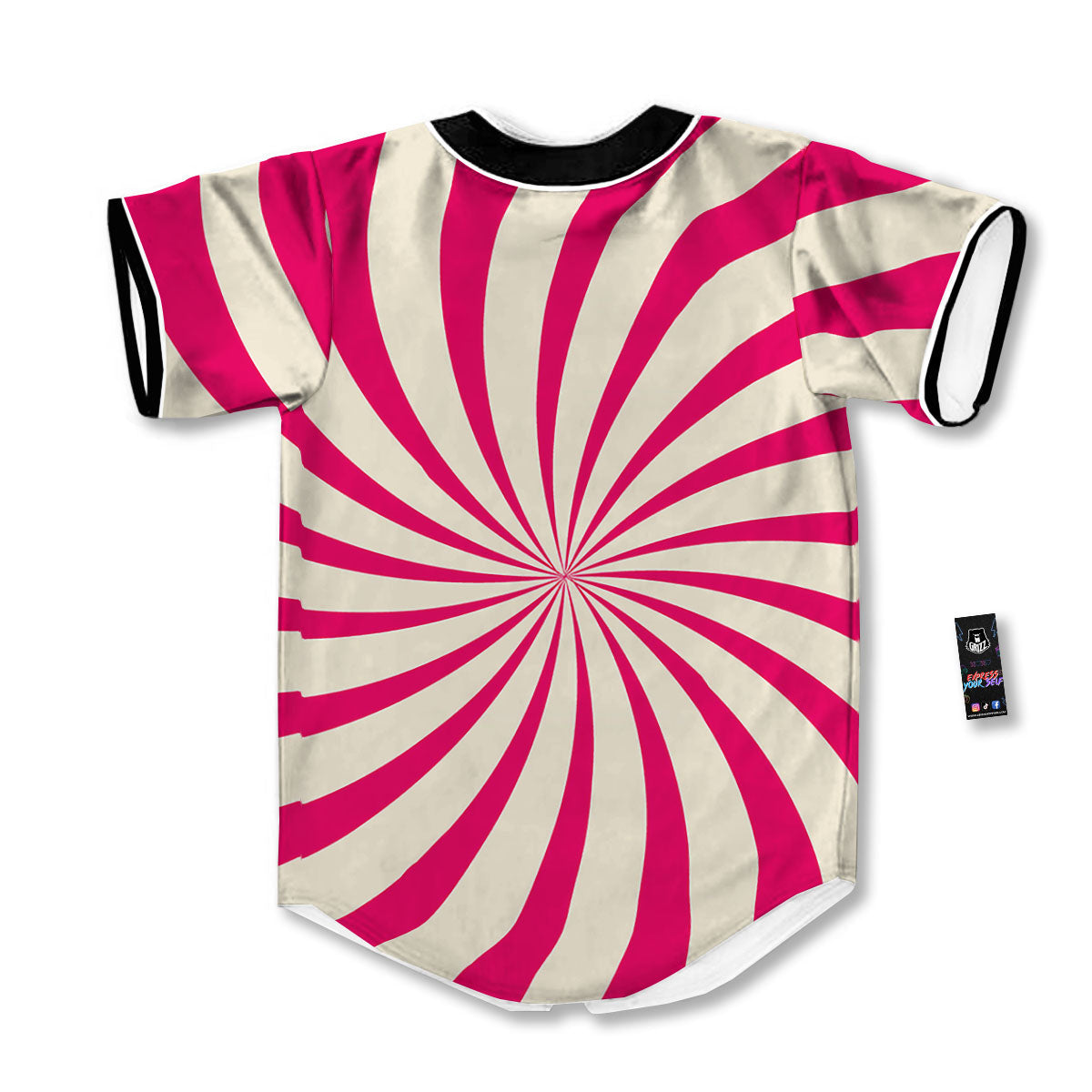 Swirl Candy Pink Print Baseball Jersey-grizzshop