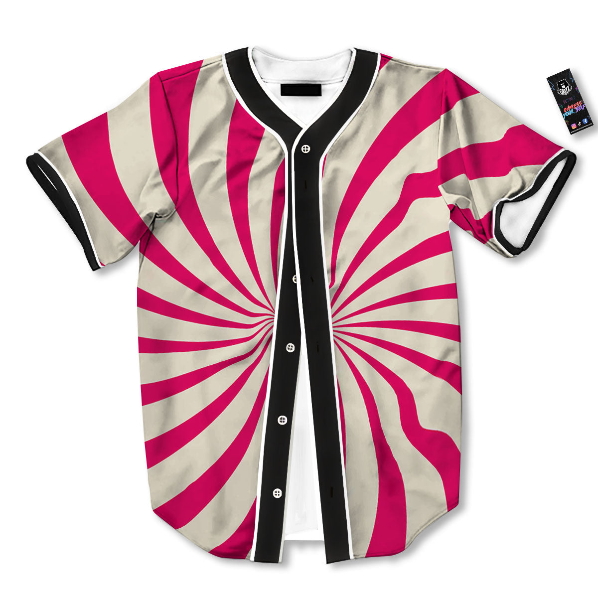 Swirl Candy Pink Print Baseball Jersey-grizzshop
