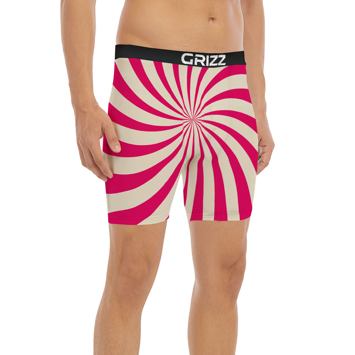 Swirl Candy Pink Print Boxer Briefs-grizzshop