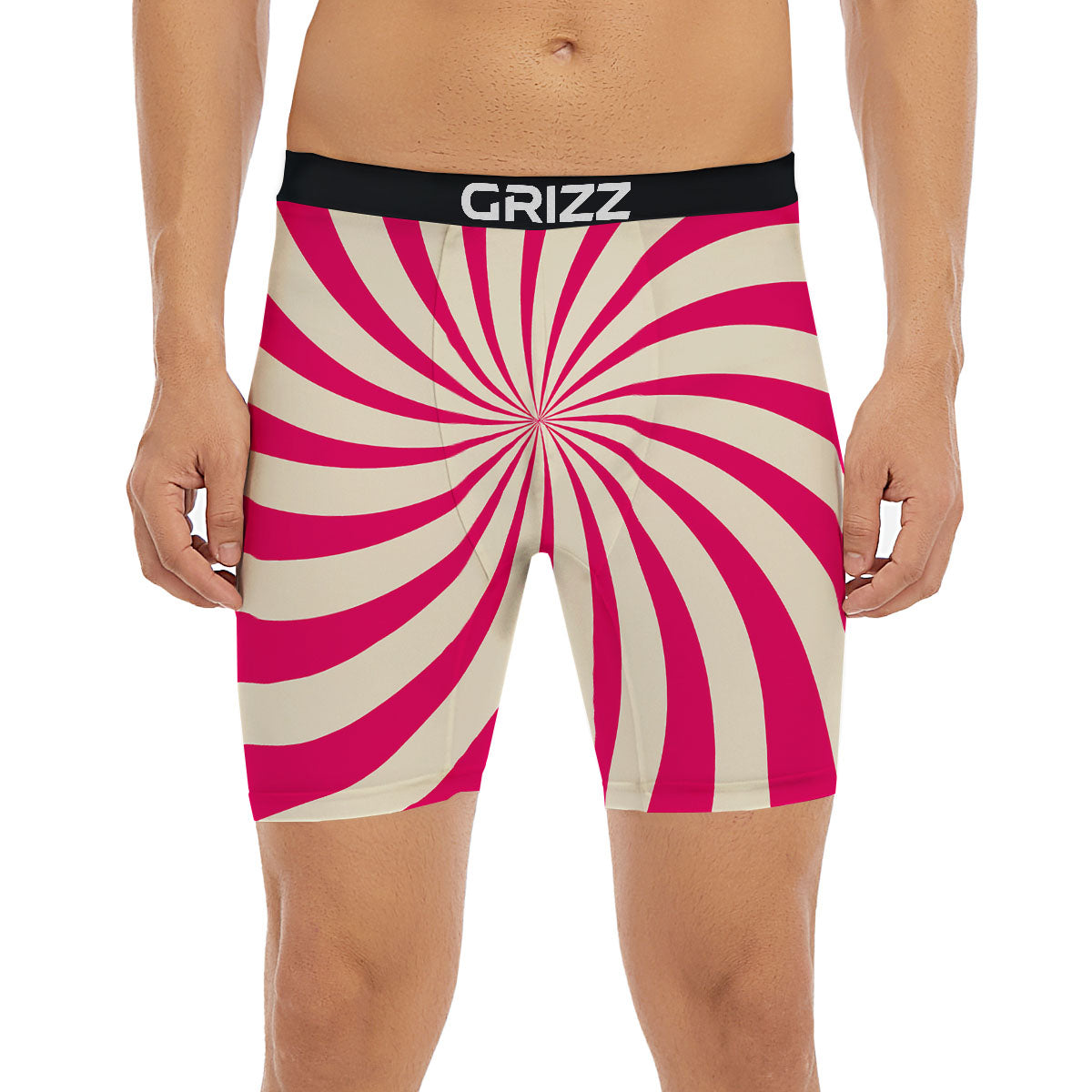 Swirl Candy Pink Print Boxer Briefs-grizzshop
