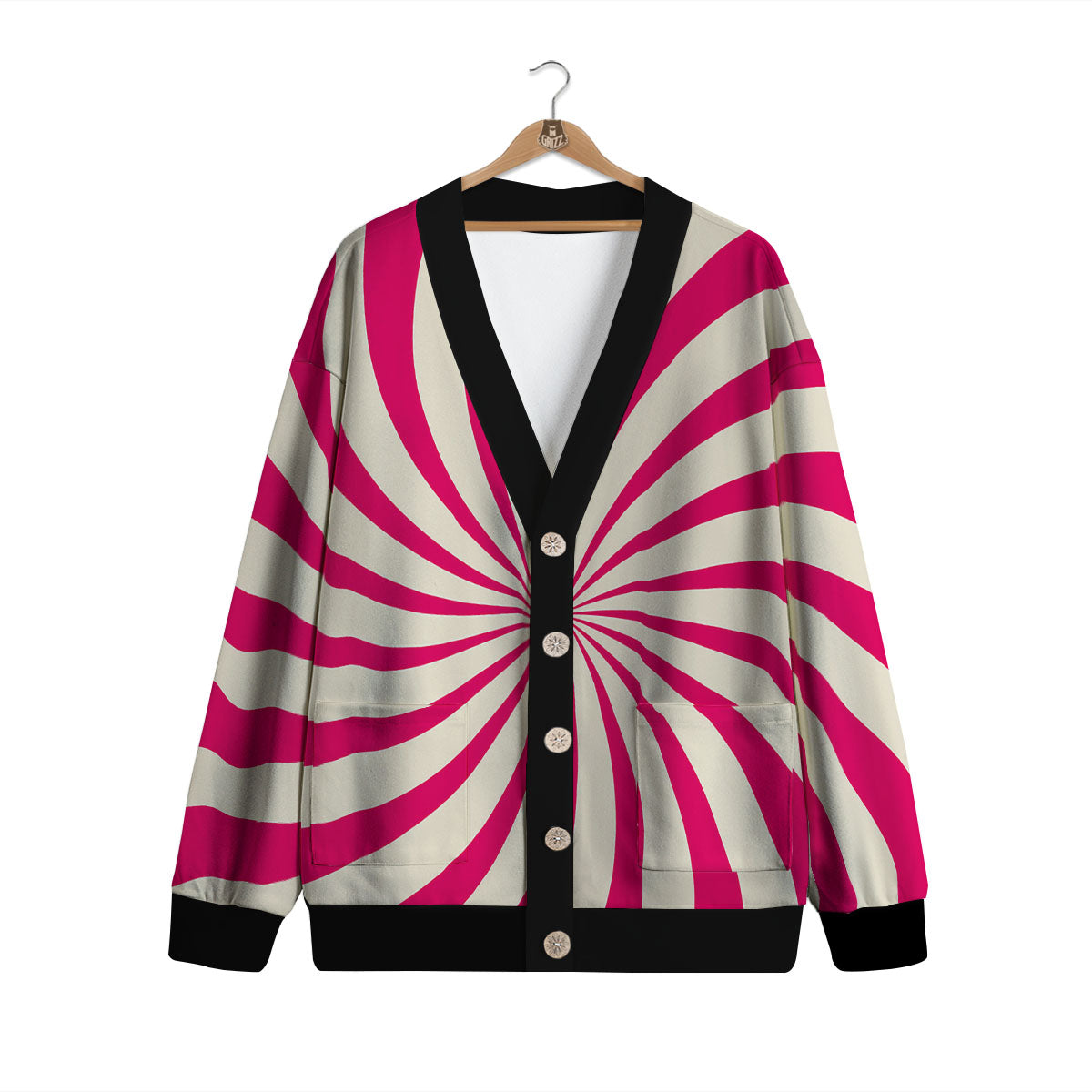 Swirl Candy Pink Print Cardigan-grizzshop