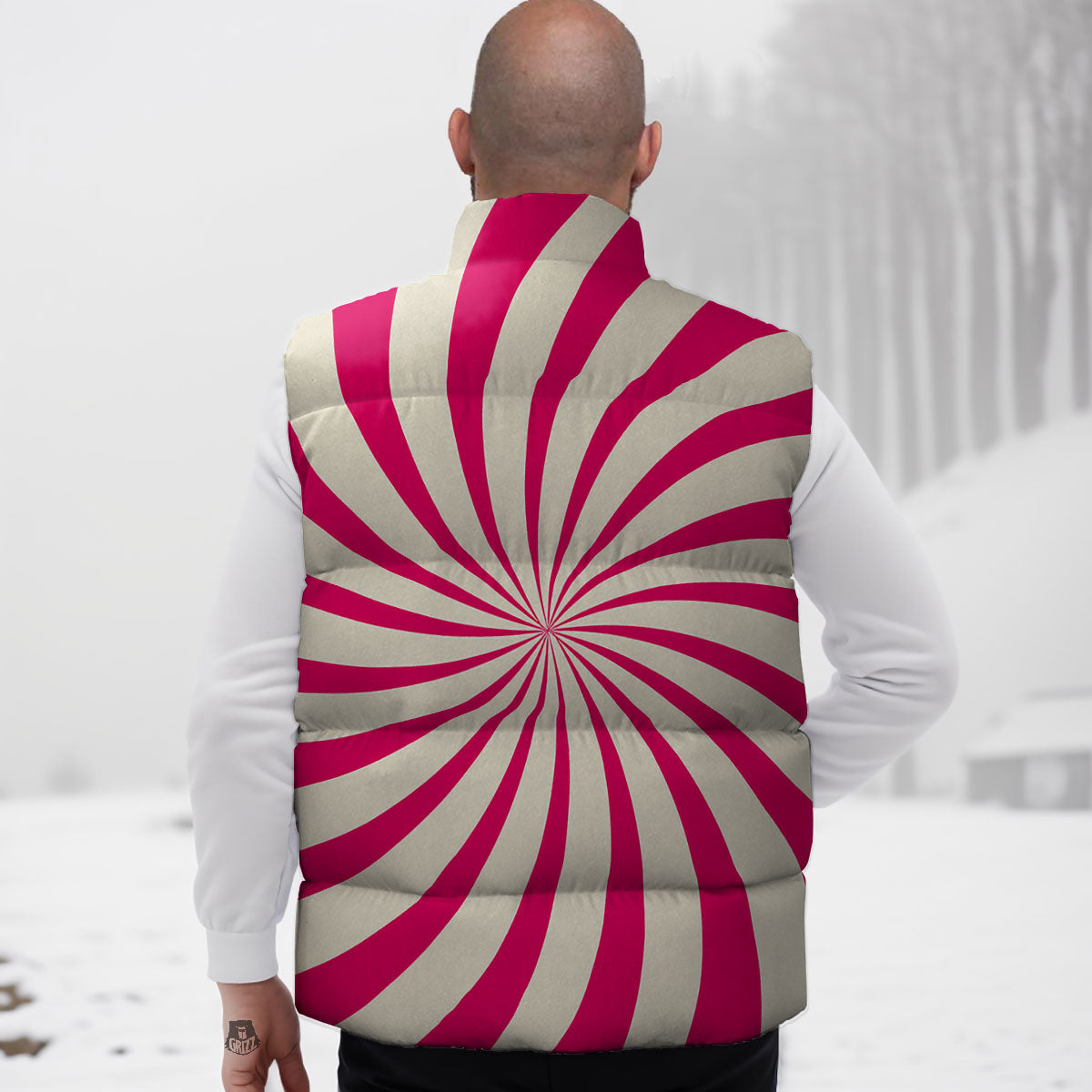Swirl Candy Pink Print Down Vest
