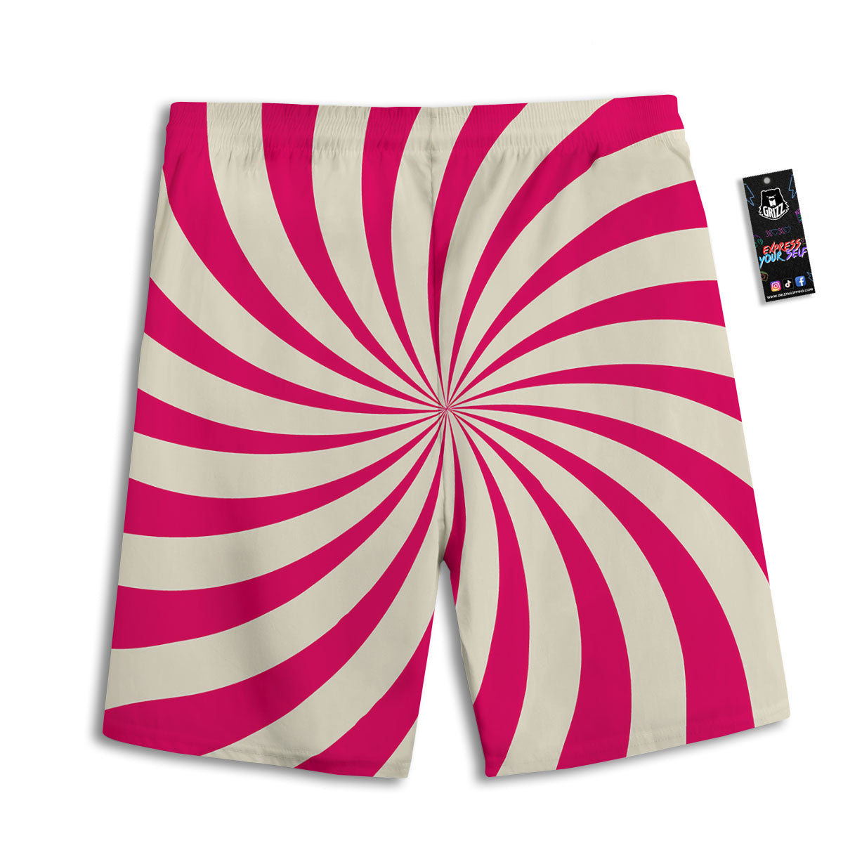 Swirl Candy Pink Print Men's Athletic Shorts