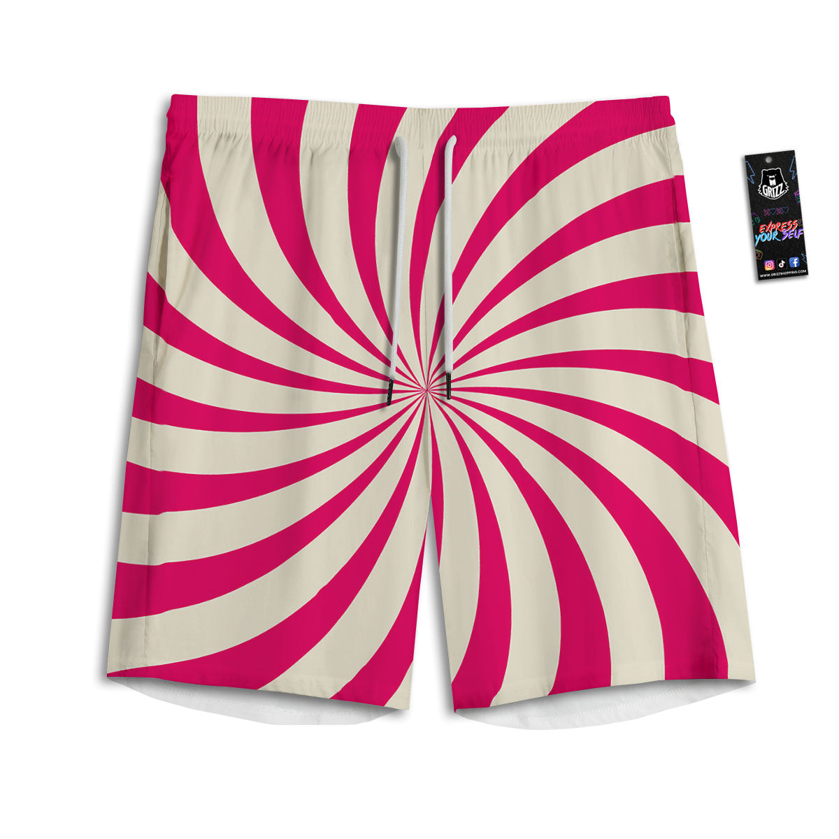 Swirl Candy Pink Print Men's Athletic Shorts