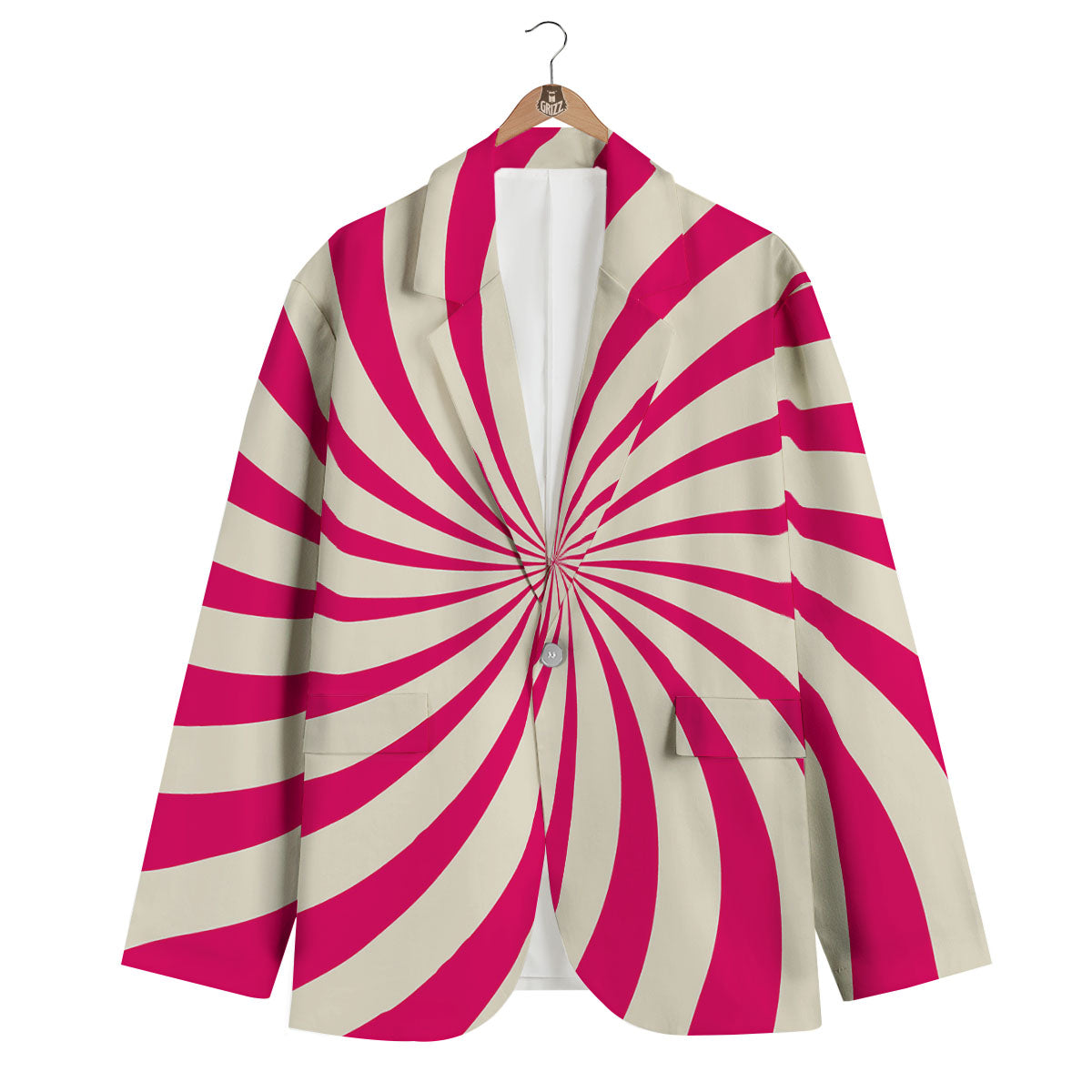 Swirl Candy Pink Print Men's Blazer-grizzshop