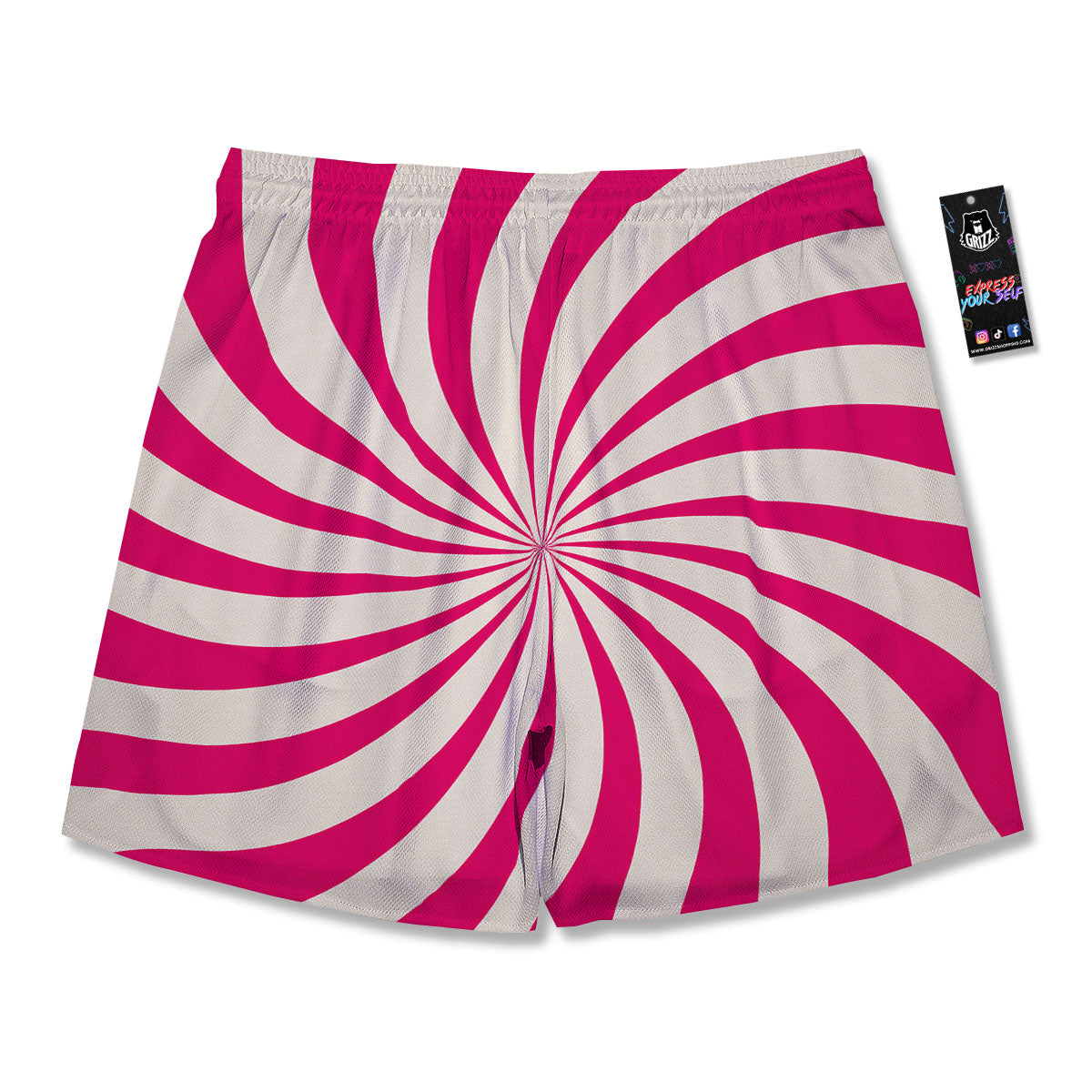 Swirl Candy Pink Print Men's Running Shorts-grizzshop