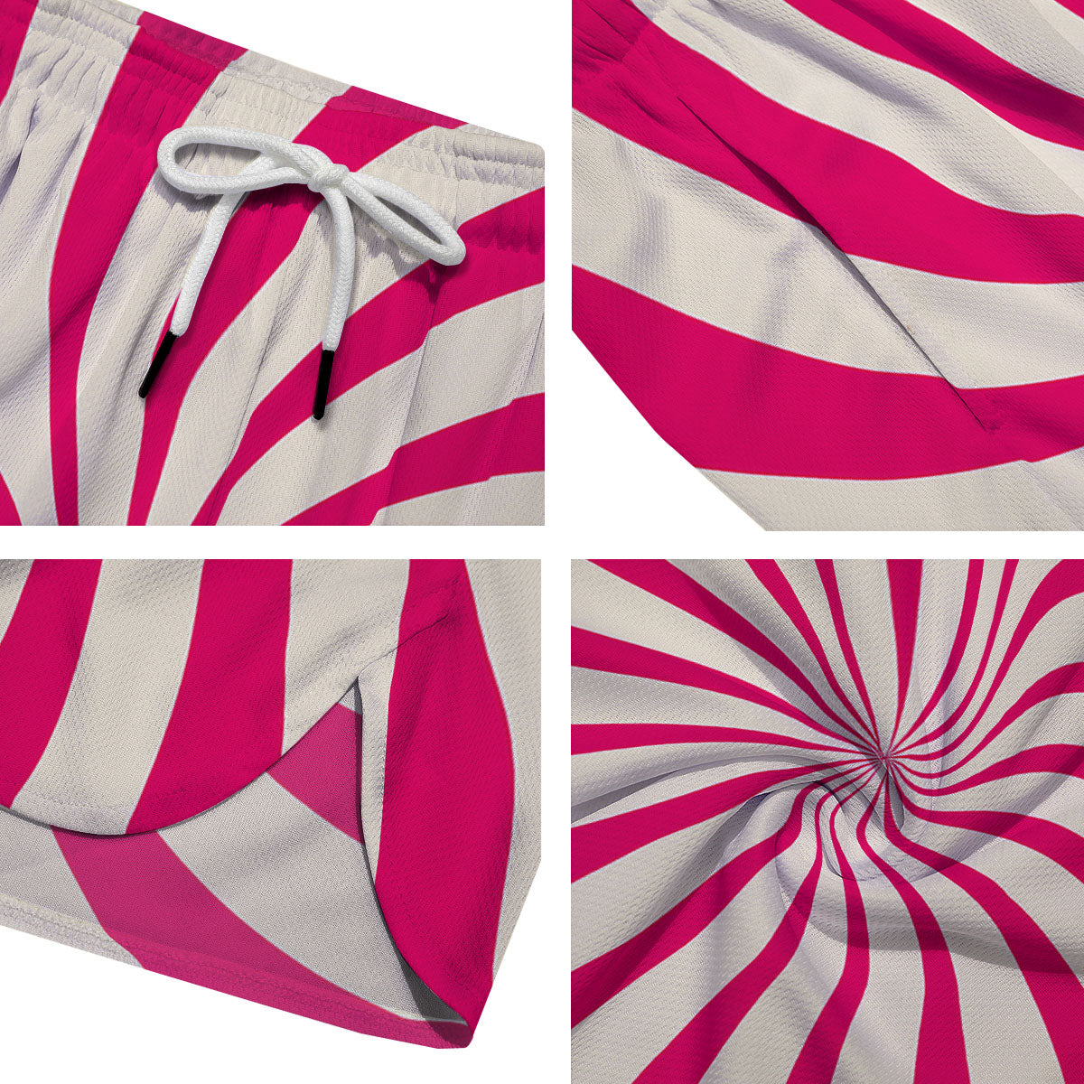 Swirl Candy Pink Print Men's Running Shorts-grizzshop