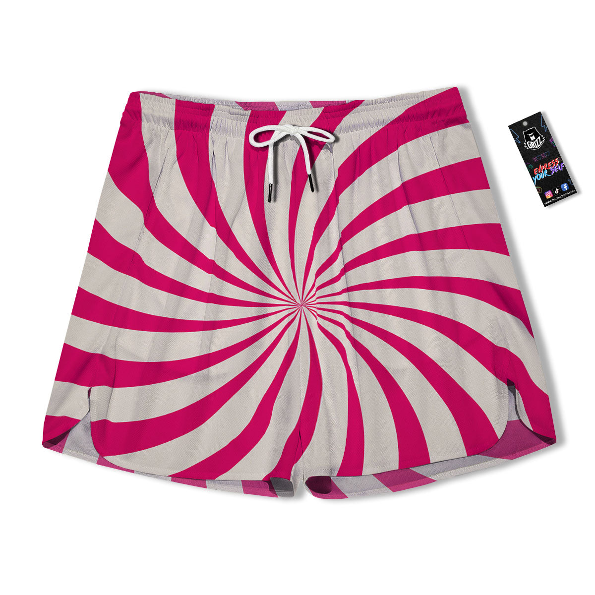 Swirl Candy Pink Print Men's Running Shorts-grizzshop