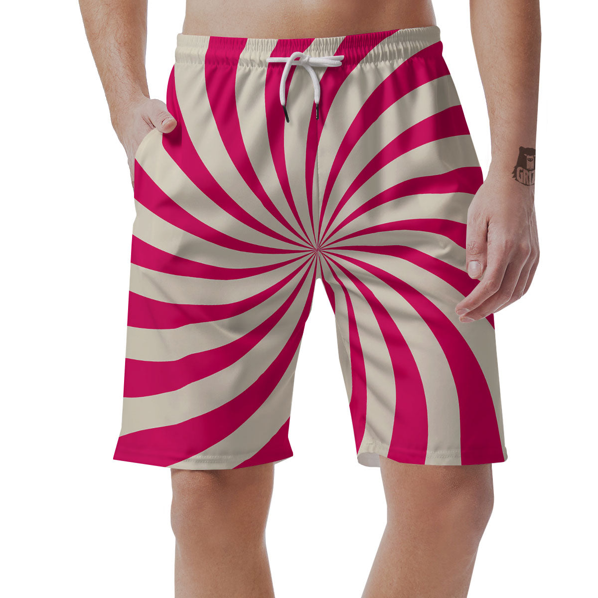 Swirl Candy Pink Print Men's Shorts-grizzshop
