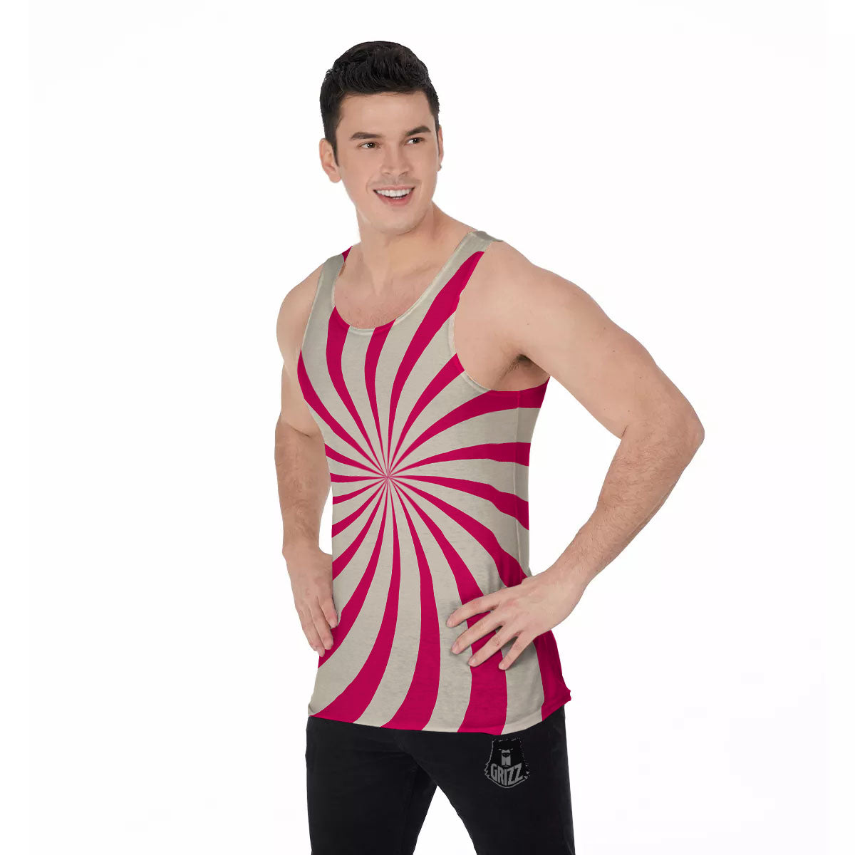 Swirl Candy Pink Print Men's Tank Top-grizzshop