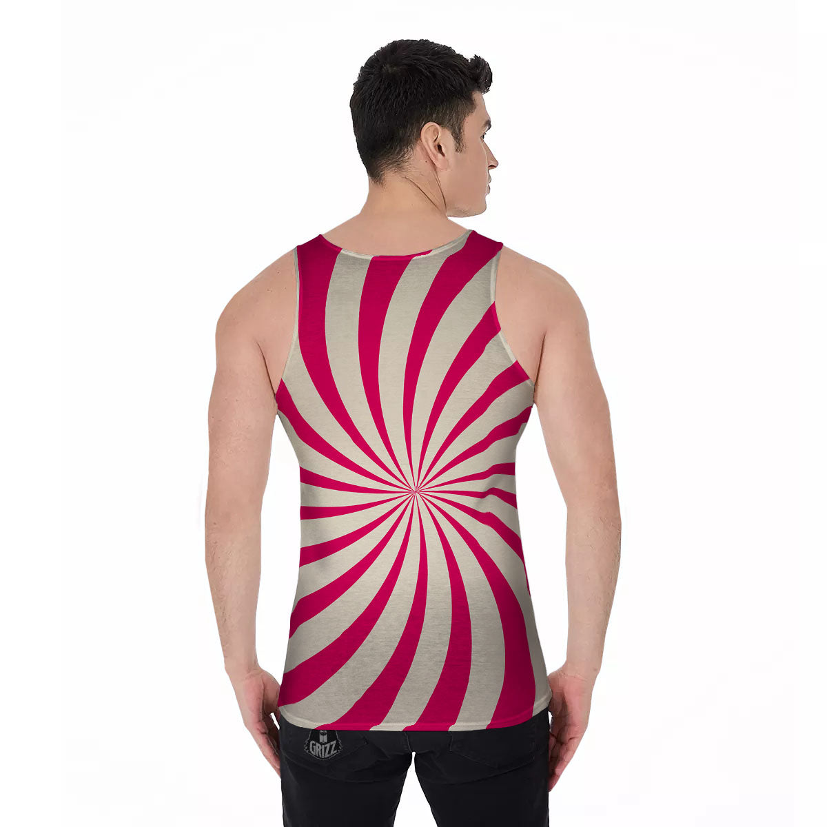 Swirl Candy Pink Print Men's Tank Top-grizzshop