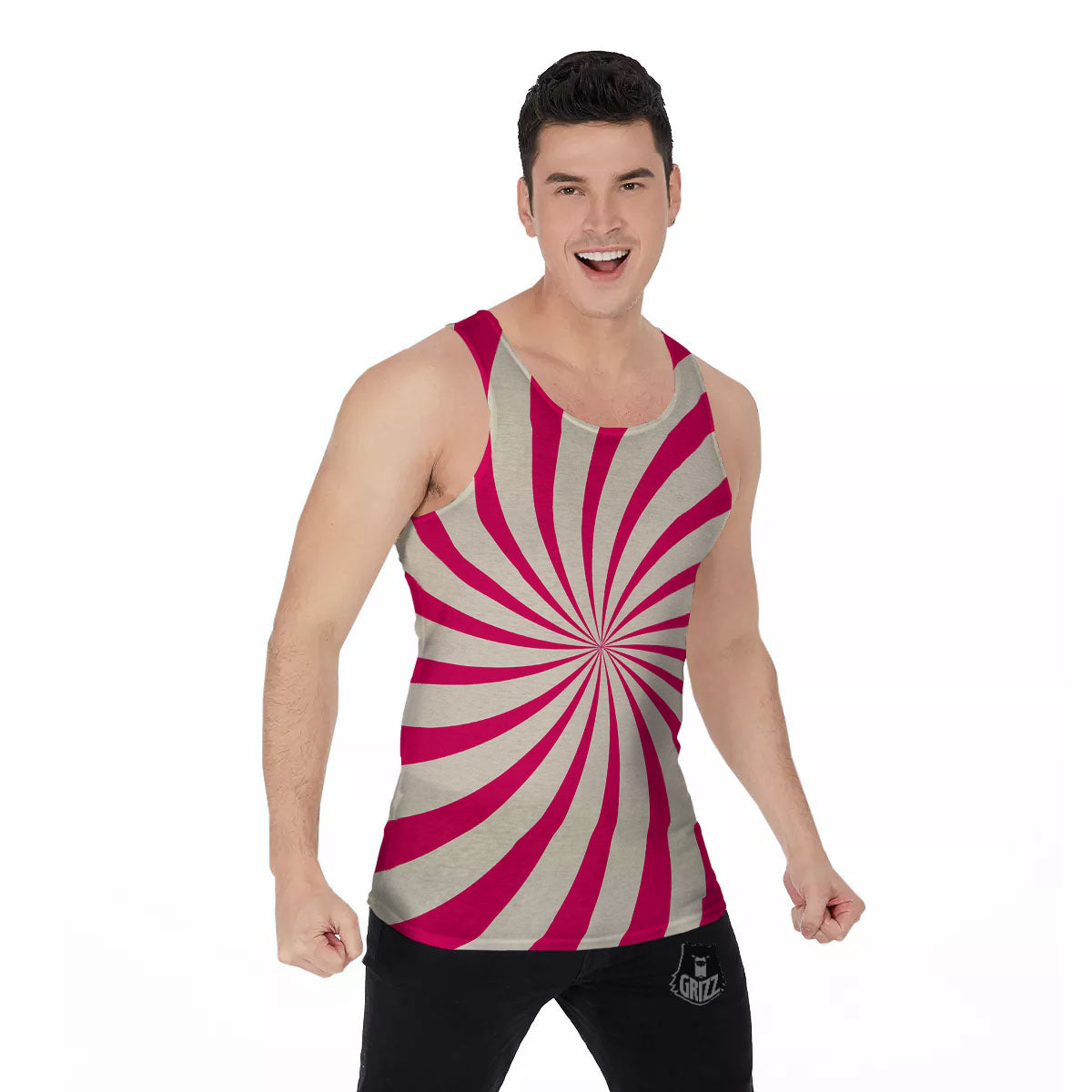 Swirl Candy Pink Print Men's Tank Top-grizzshop