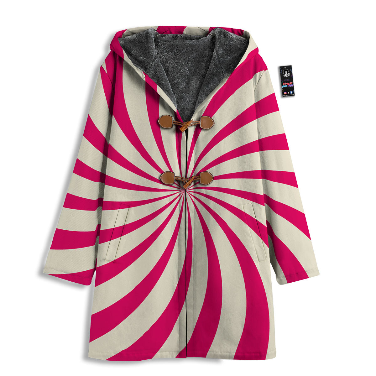 Swirl Candy Pink Print Men's Windbreaker Jacket-grizzshop