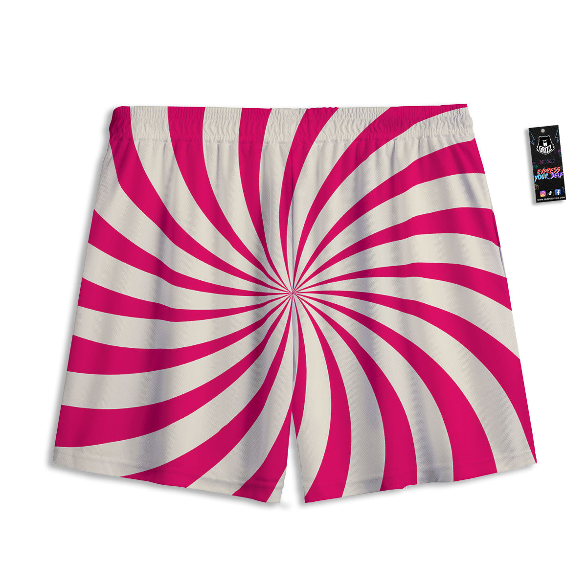 Swirl Candy Pink Print Mesh Shorts