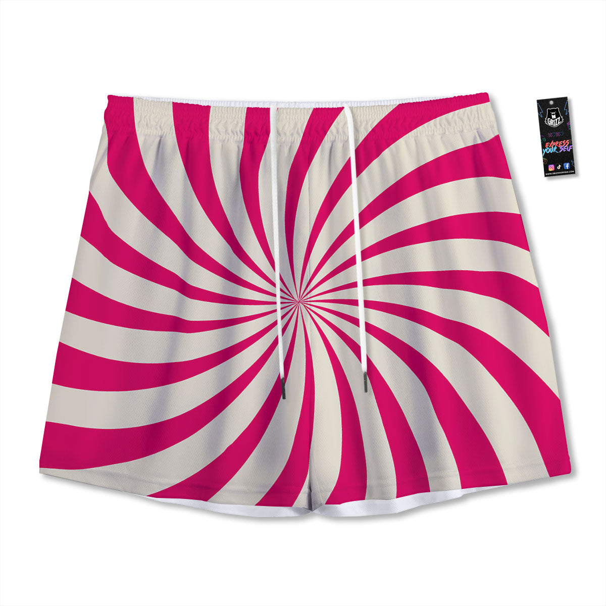 Swirl Candy Pink Print Mesh Shorts