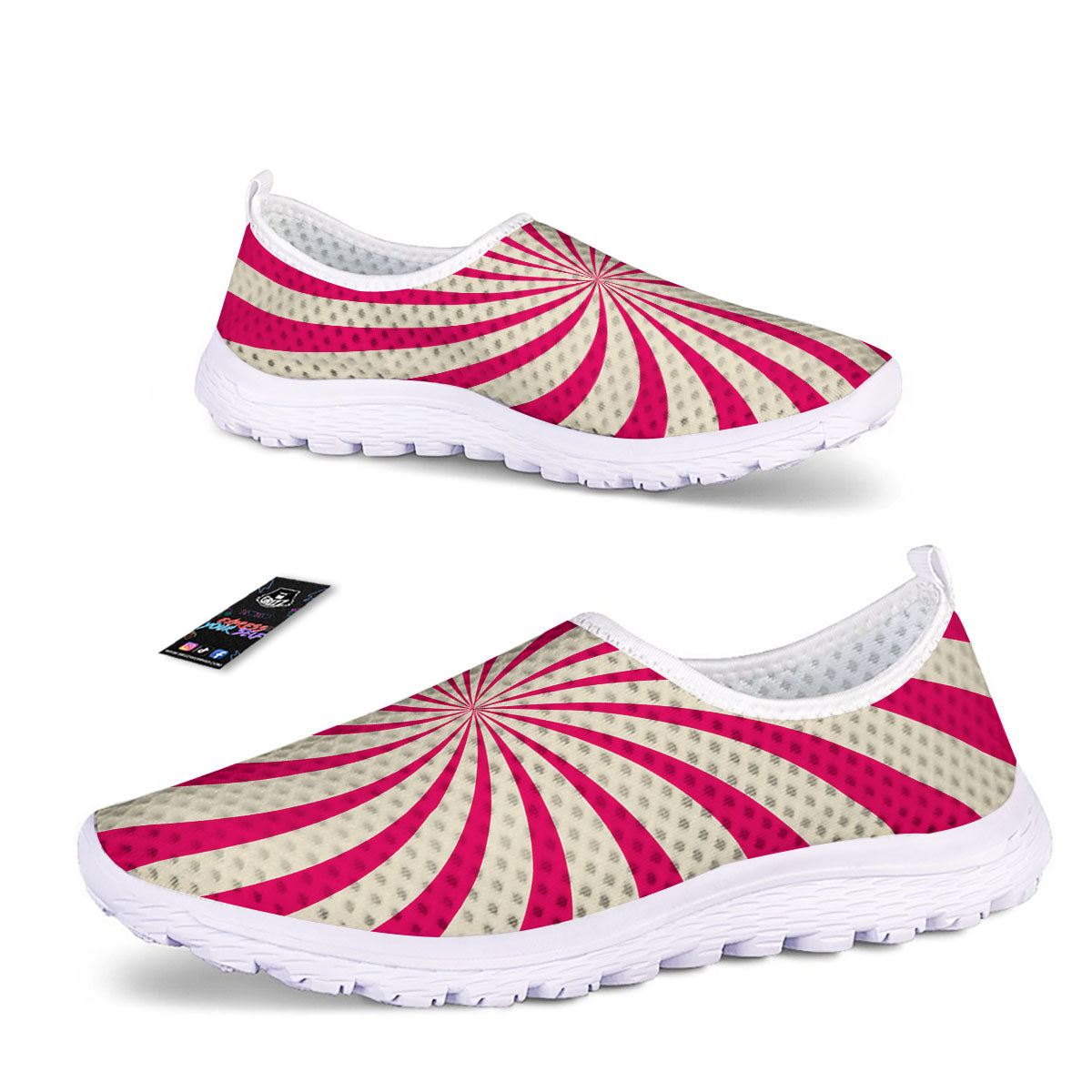 Swirl Candy Pink Print Nurse Shoes-grizzshop