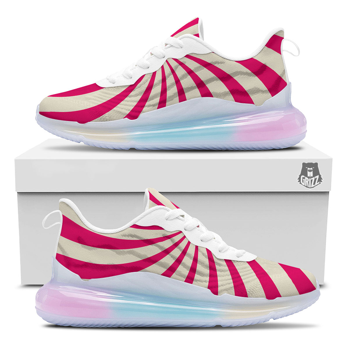 Swirl Candy Pink Print Running Sneakers-grizzshop