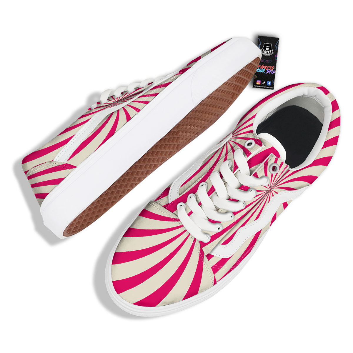 Swirl Candy Pink Print Skate Shoes-grizzshop