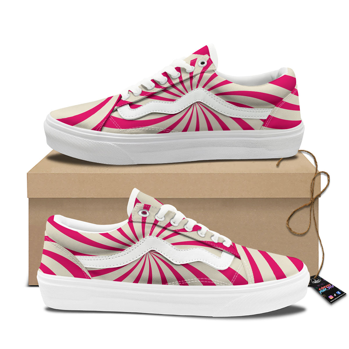 Swirl Candy Pink Print Skate Shoes-grizzshop