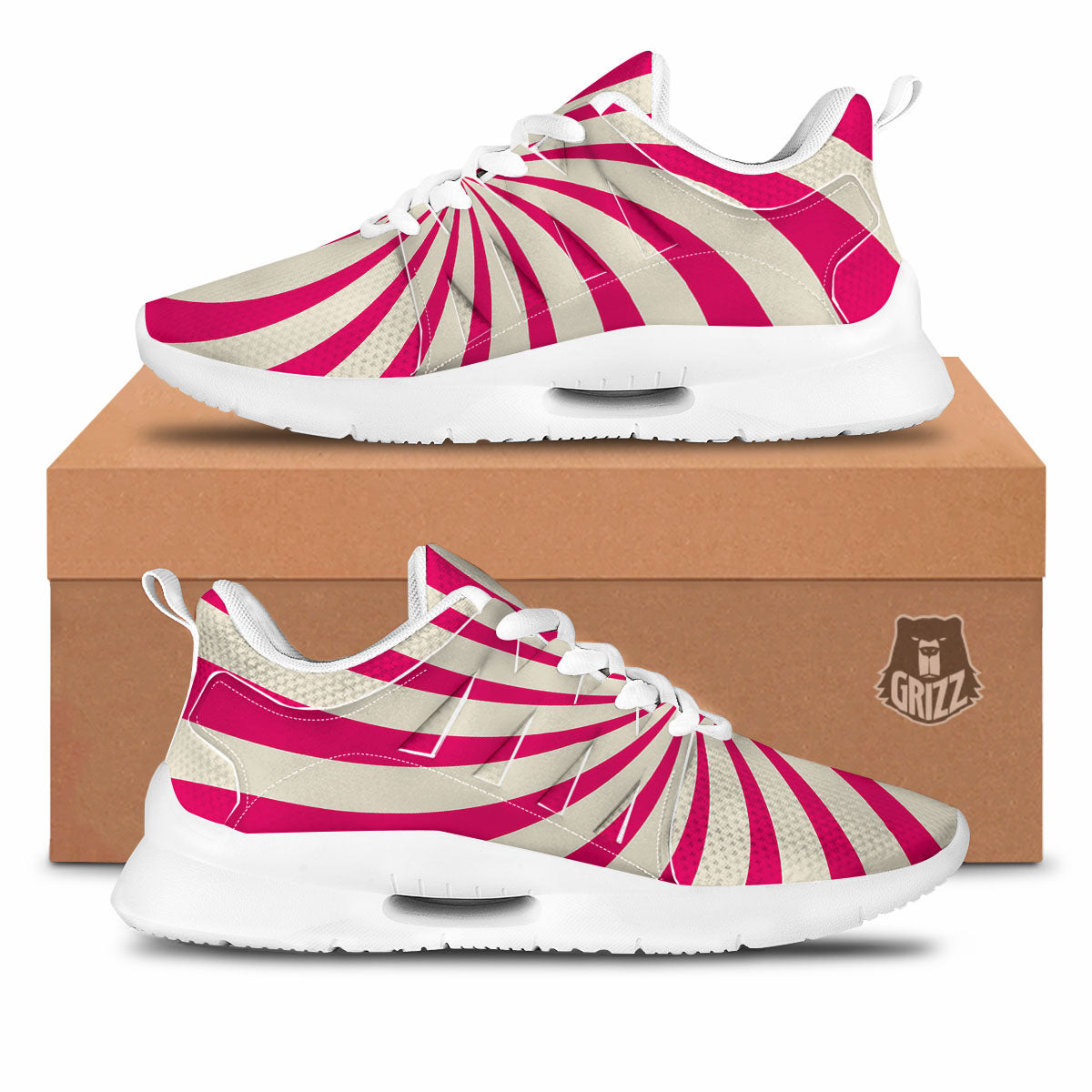 Swirl Candy Pink Print Tennis Shoes-grizzshop