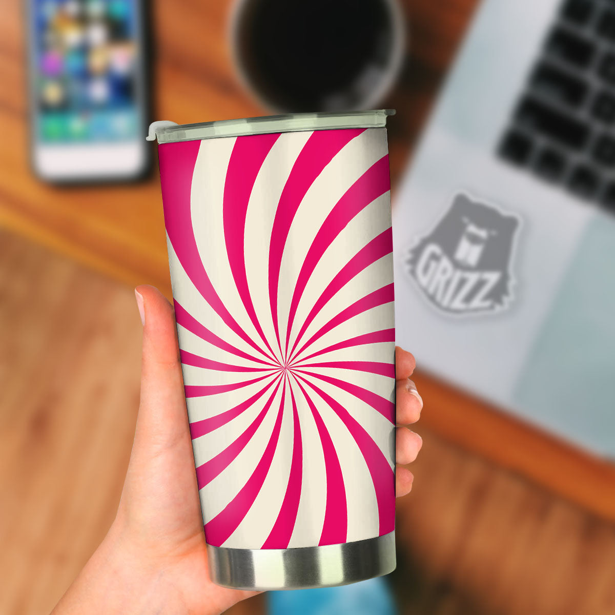 Swirl Candy Pink Print Tumbler-grizzshop