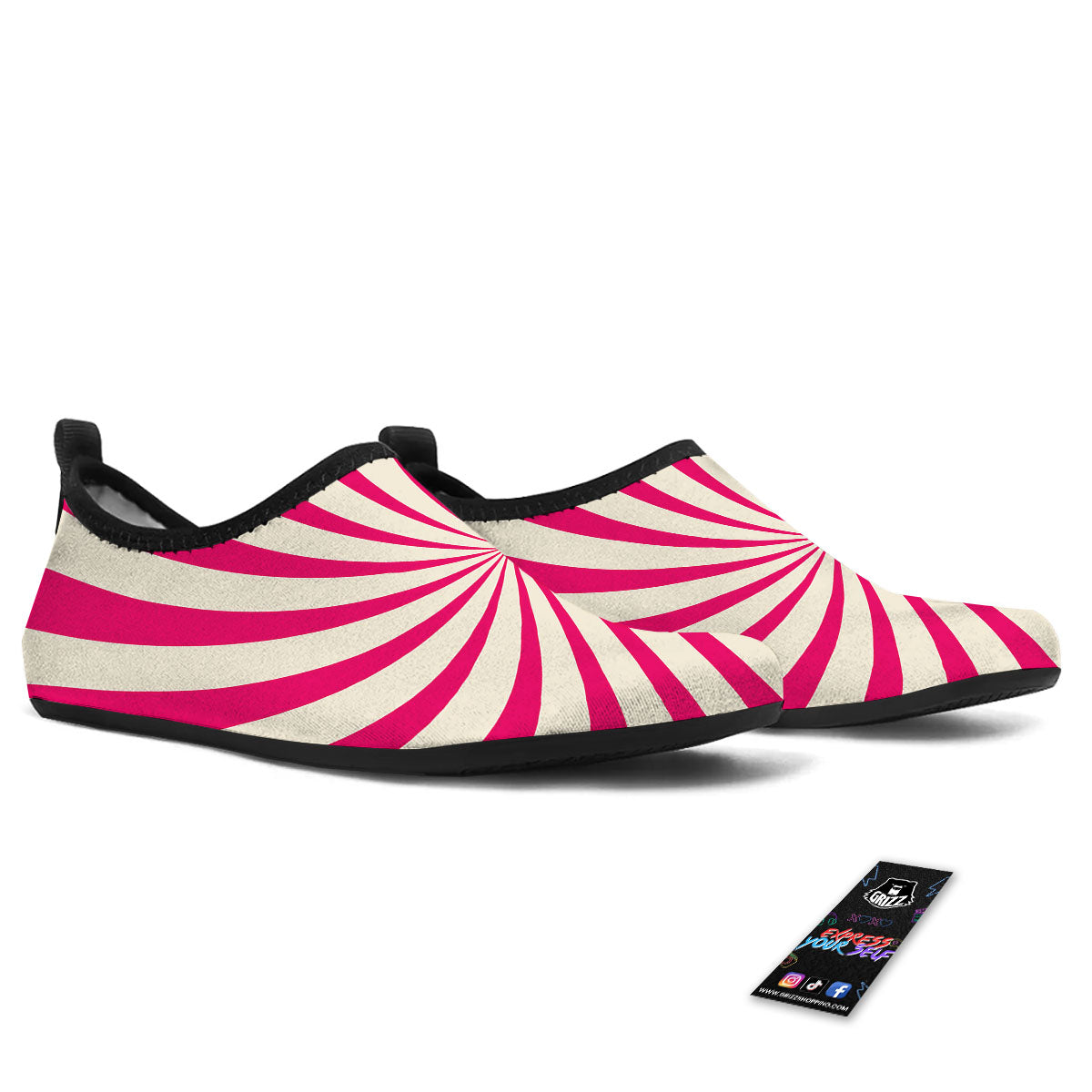 Swirl Candy Pink Print Water Shoes-grizzshop