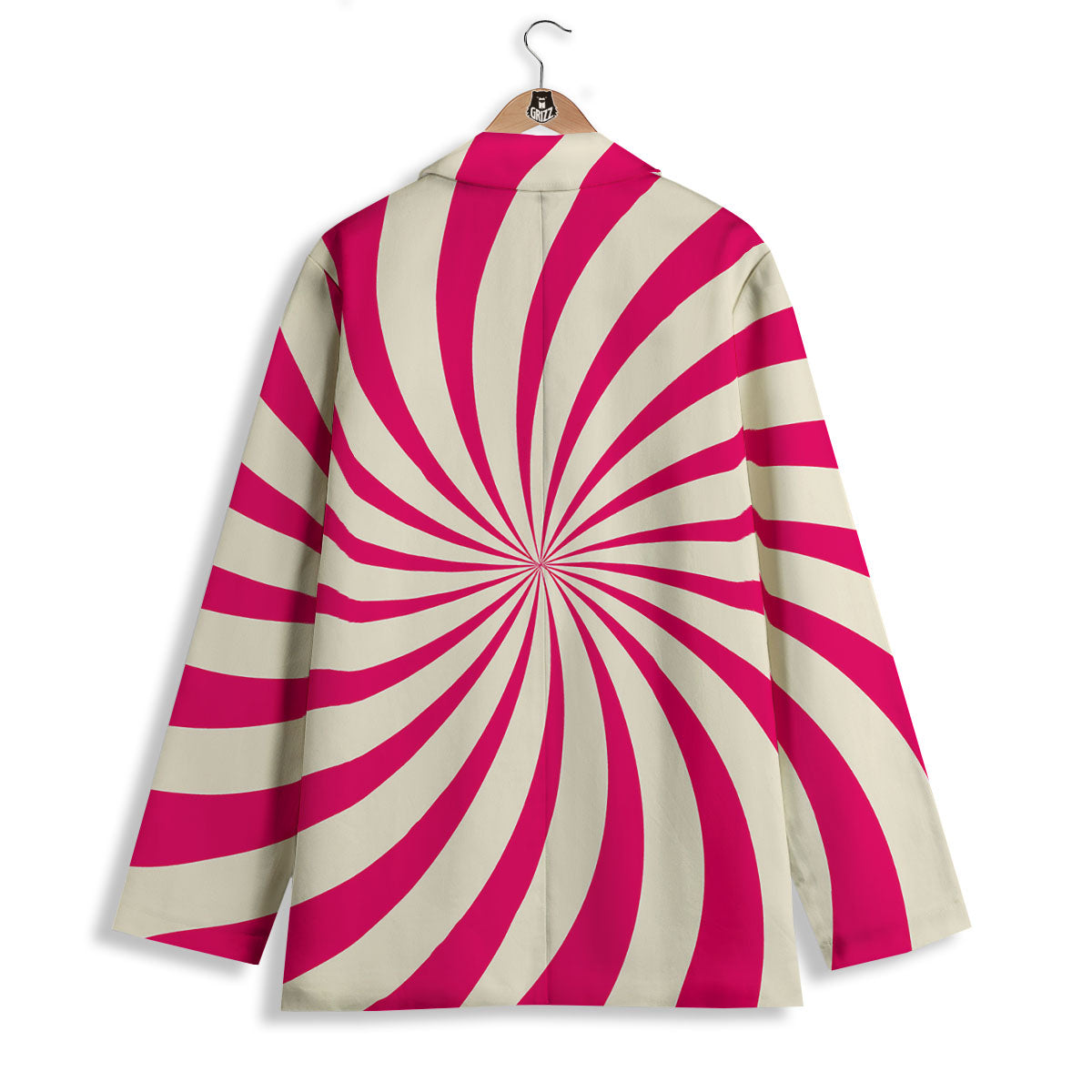 Swirl Candy Pink Print Women's Blazer-grizzshop